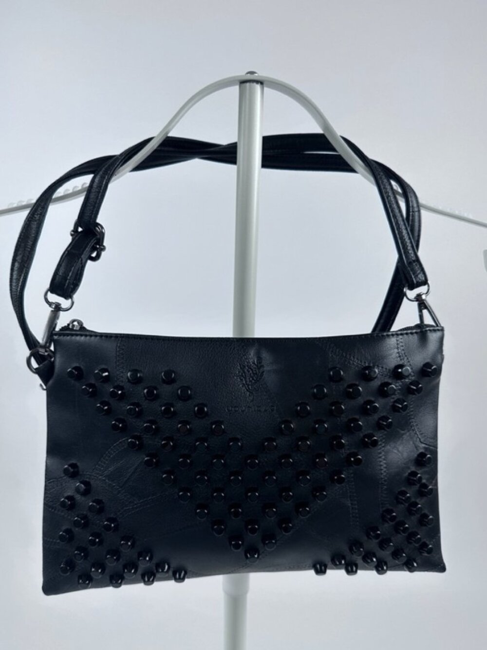 Younique Black Faux Leather Studded Crossbody / Clutch Bag